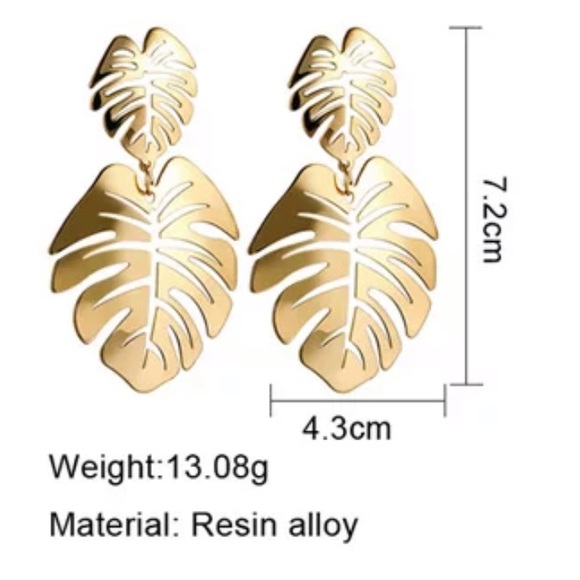 NEW! Gold Fashion Palm Leaf Dangle Earrings - Picture 2 of 2
